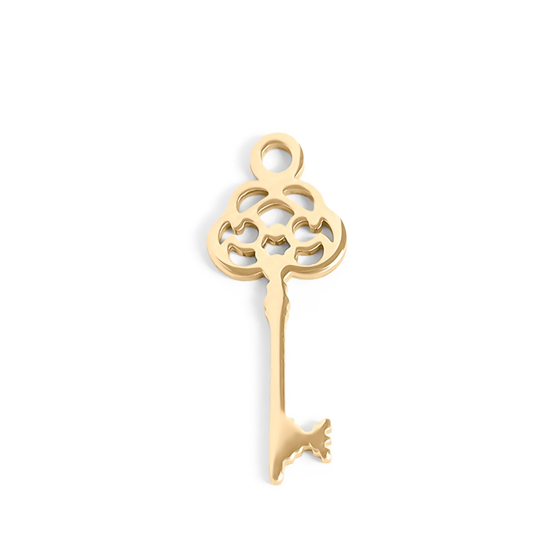 18K Gold Key Charm – Hypoallergenic Stainless Steel Pendant With PVD Coating
