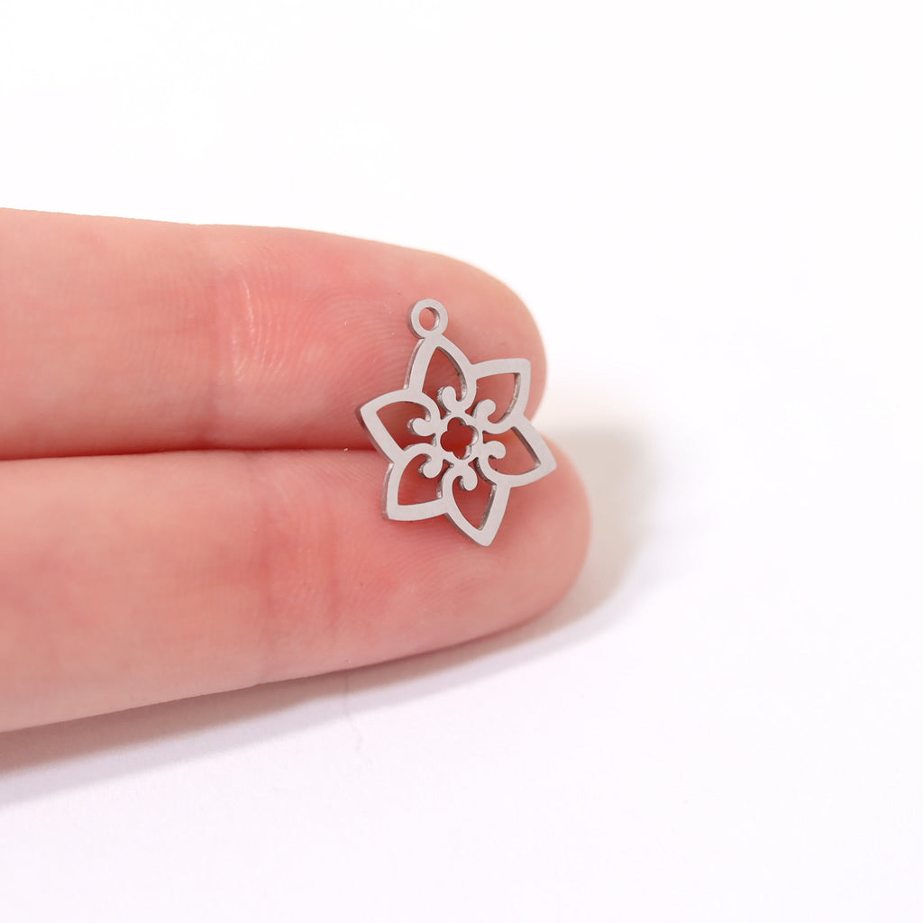 18K Gold Flower Charm – Hypoallergenic Stainless Steel Charm Bracelet Accessory