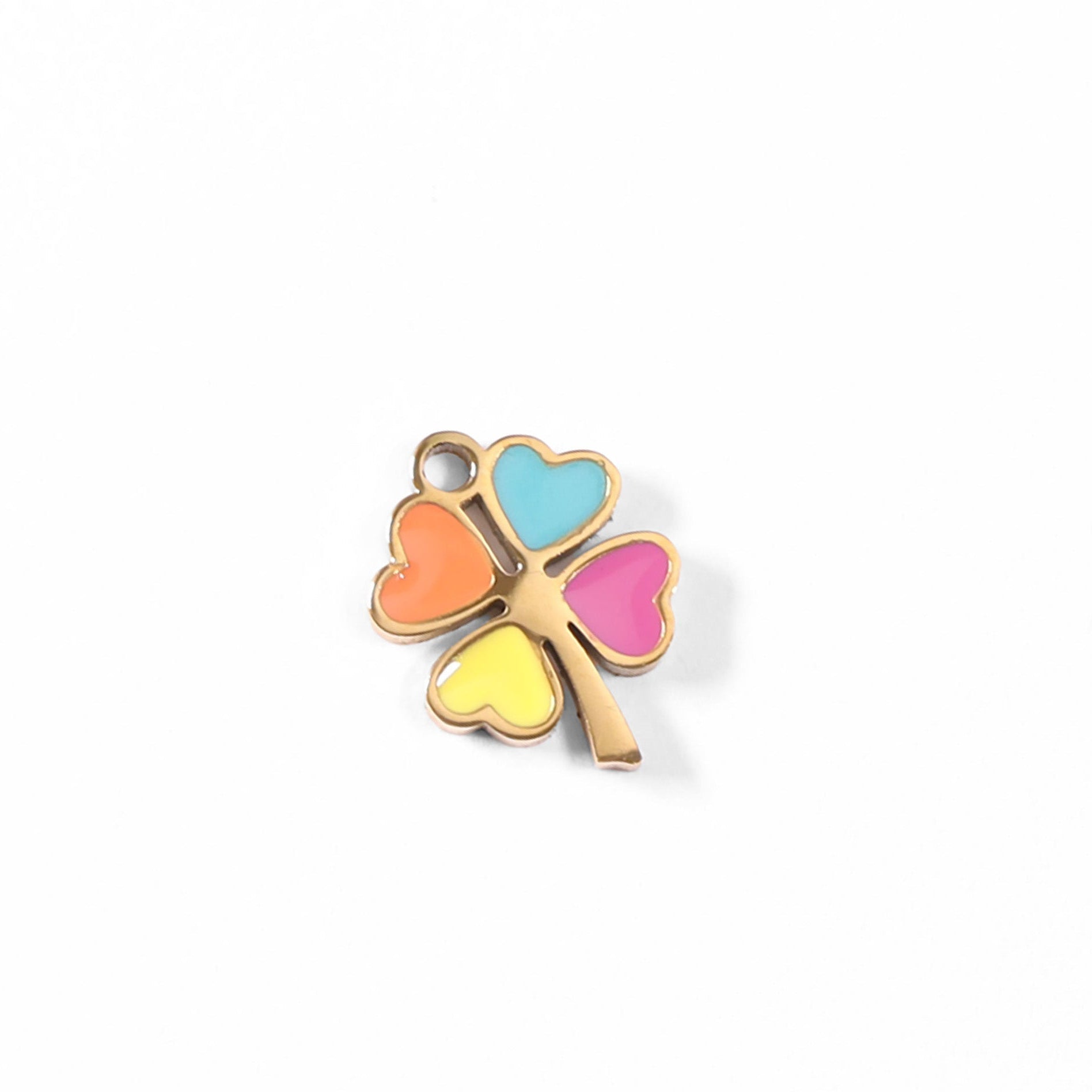 4 Leaf Clover Charm – Multi Colored Lucky Pendant | 18K Gold PVD Stainless Steel