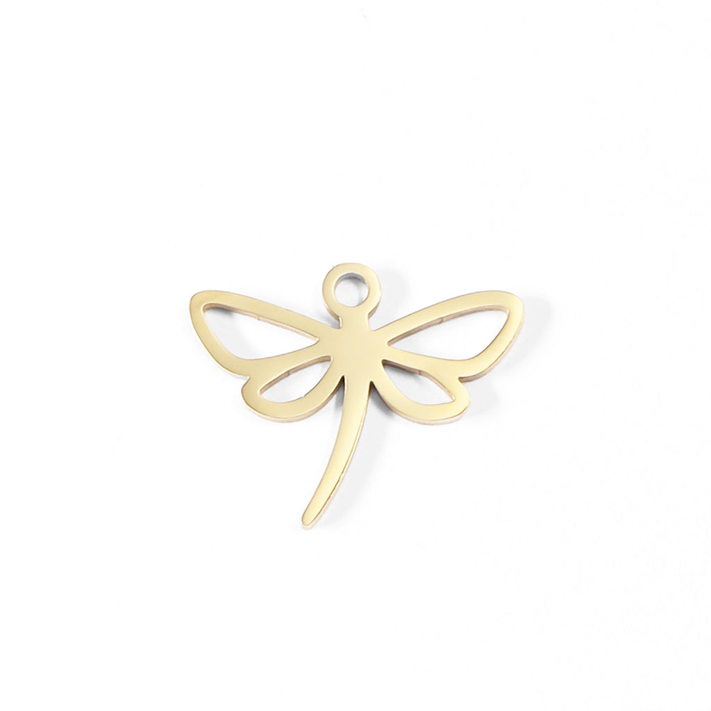 Dragonfly Charm 18K Gold Pendant – Dainty Stainless Steel Hypoallergenic Jewelry