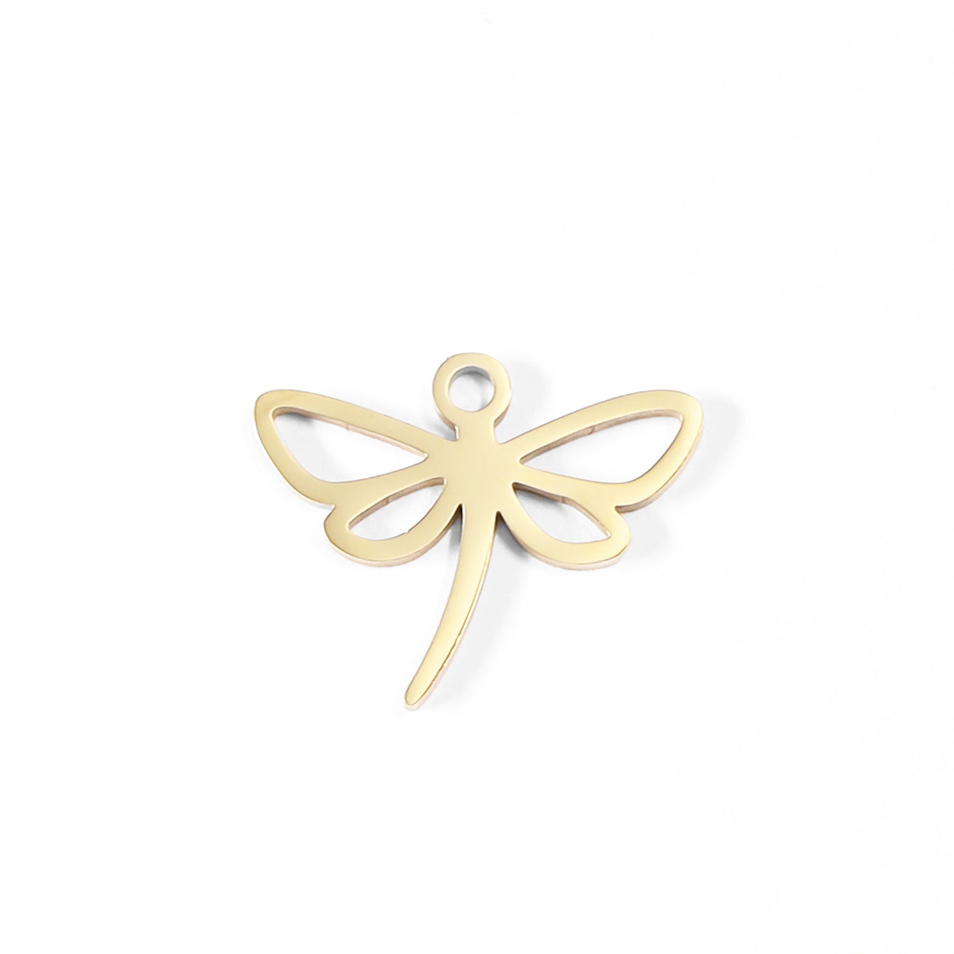 Dragonfly Charm 18K Gold Pendant – Dainty Stainless Steel Hypoallergenic Jewelry