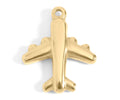 18K Gold Airplane Charm - PVD Coated Stainless Steel Travel Pendant Gift