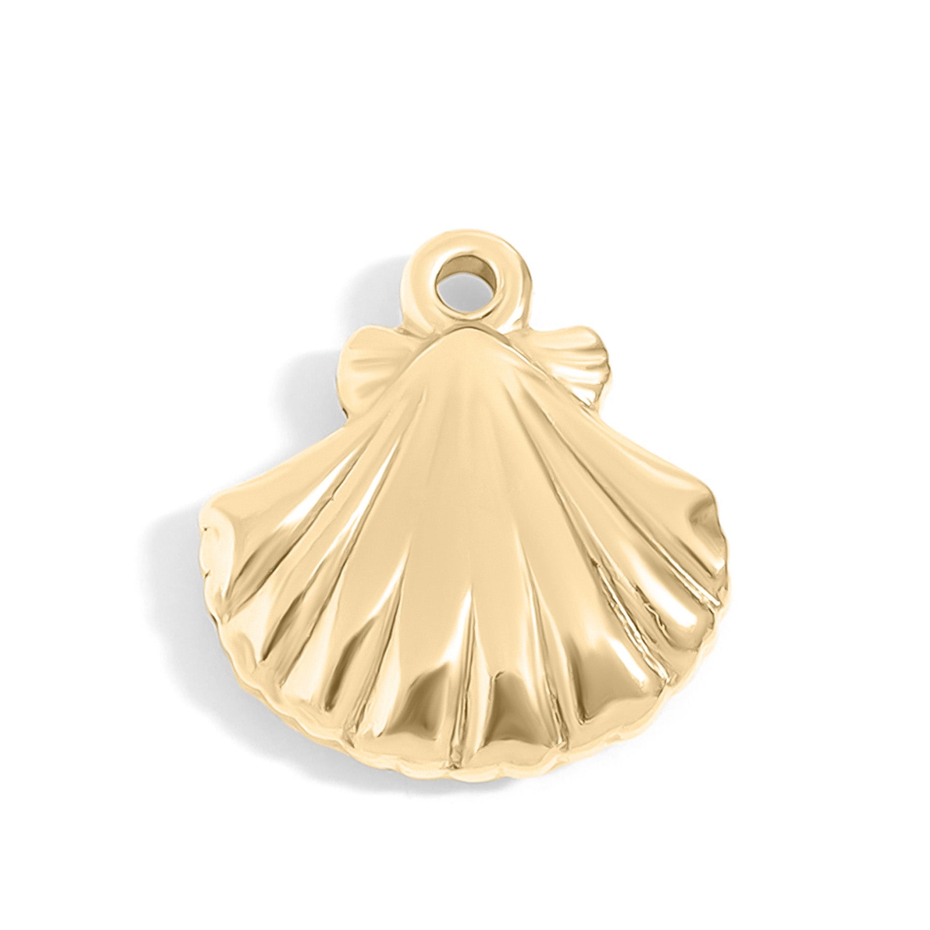 Gold Clam Shell Charm – 18K Gold PVD Coated Stainless Steel Pendant for Bracelets