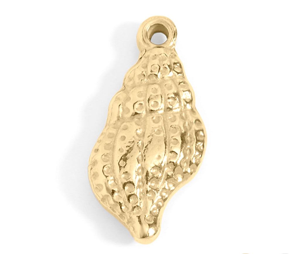 Gold Conch Charm – 18K Gold PVD Stainless Steel Seashell Pendant, Waterproof Jewelry