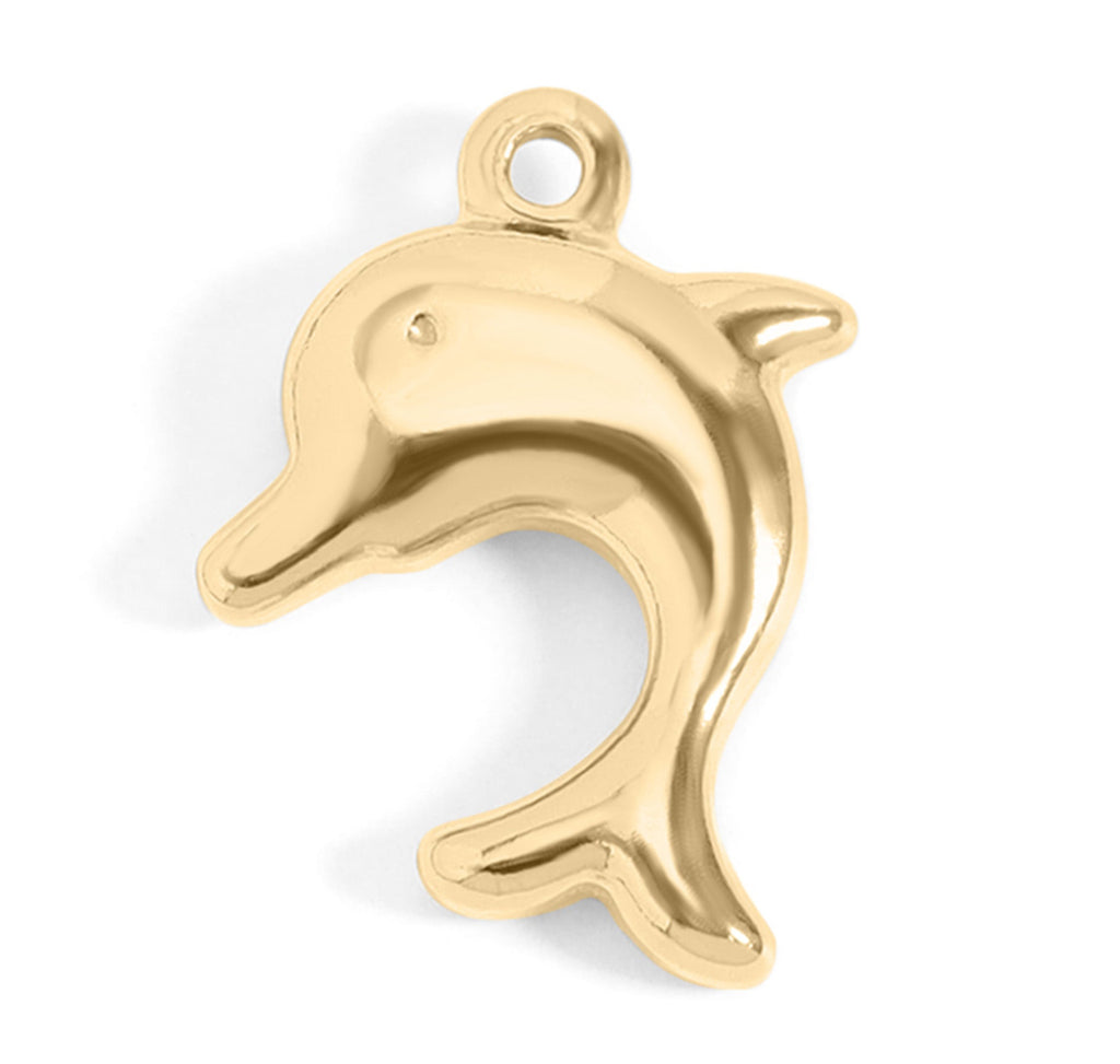 Gold Dolphin Charm – 18K Gold PVD Coated Stainless Steel Pendant Waterproof