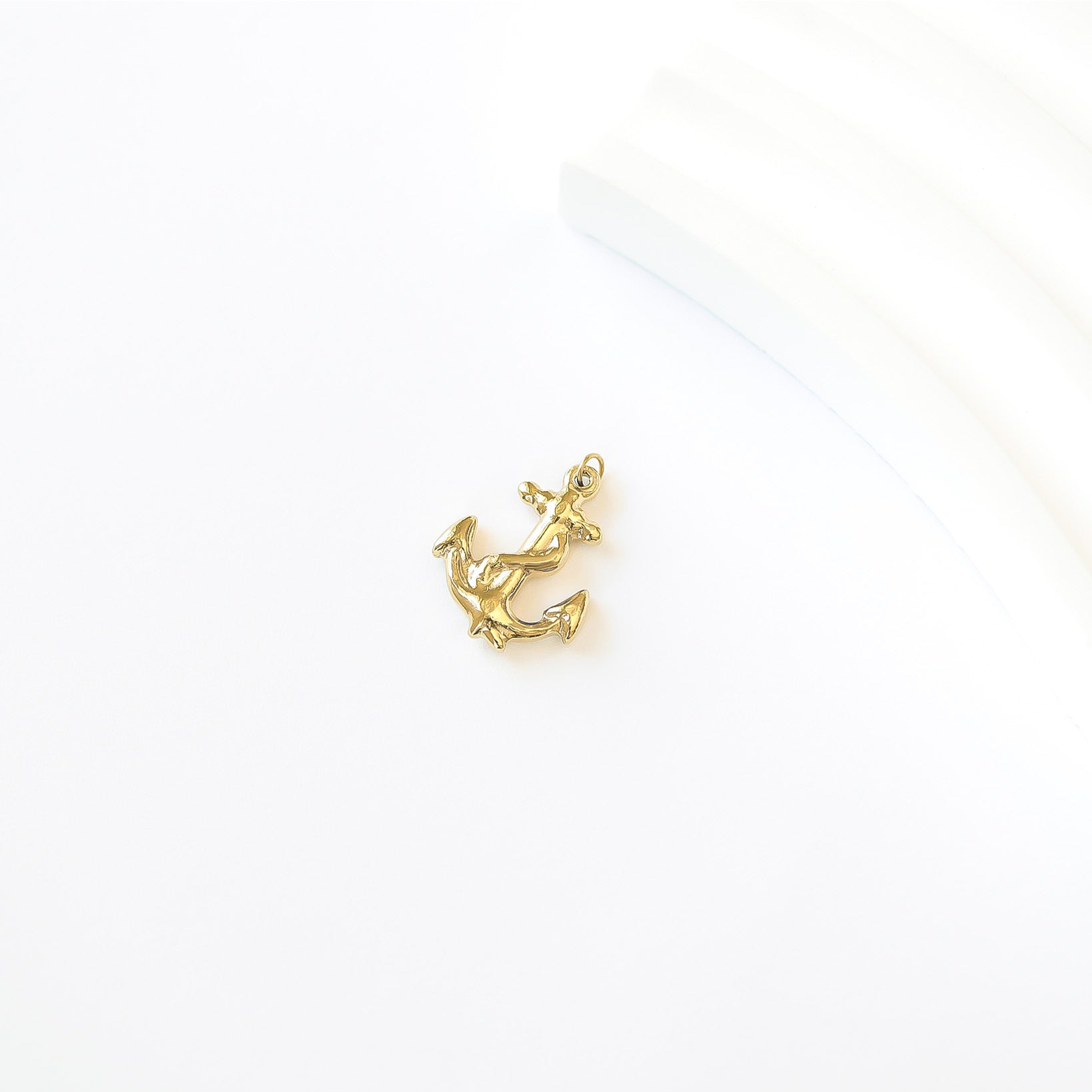 18K Gold Anchor Charm – Waterproof Stainless Steel Nautical Pendant Jewelry