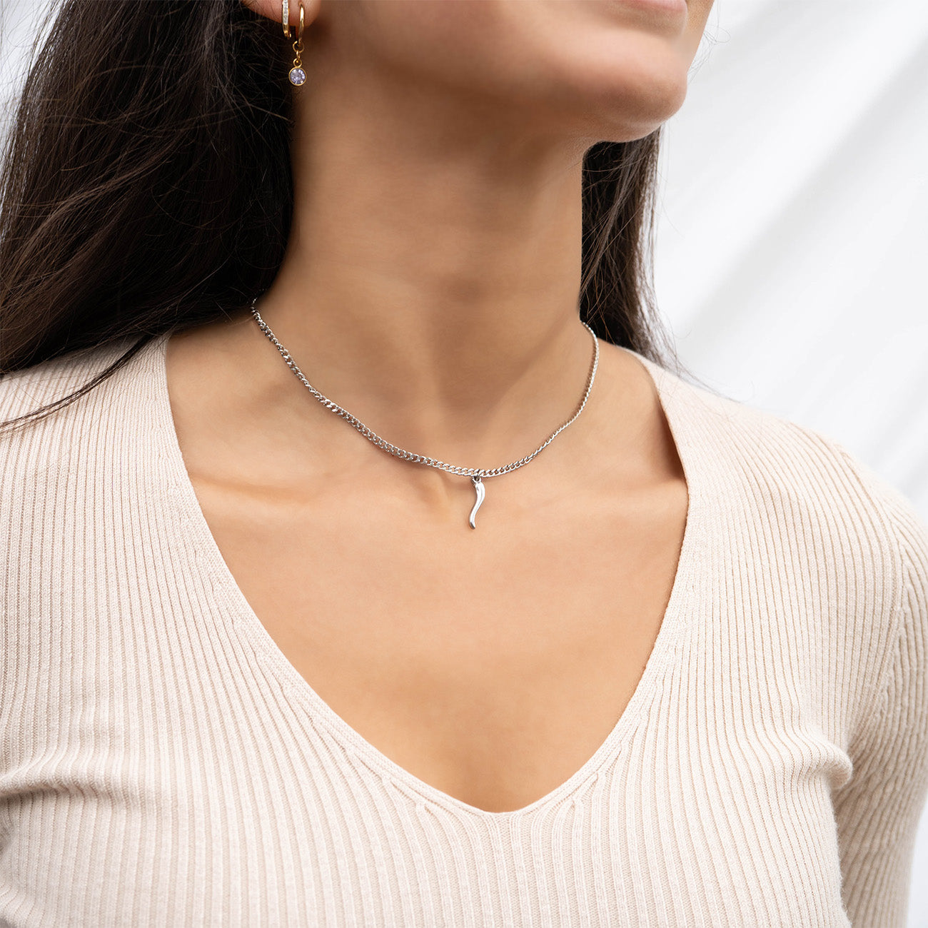 Italian Horn Charm - 18K Gold Jewelry Accent | Stainless Steel Good Luck Pendant