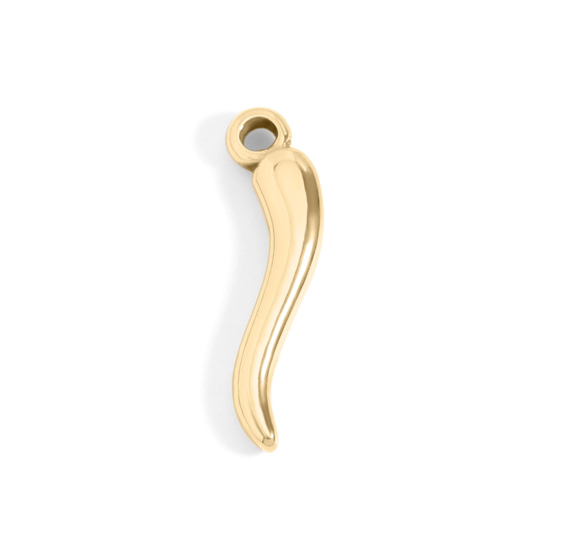 Italian Horn Charm - 18K Gold Jewelry Accent | Stainless Steel Good Luck Pendant