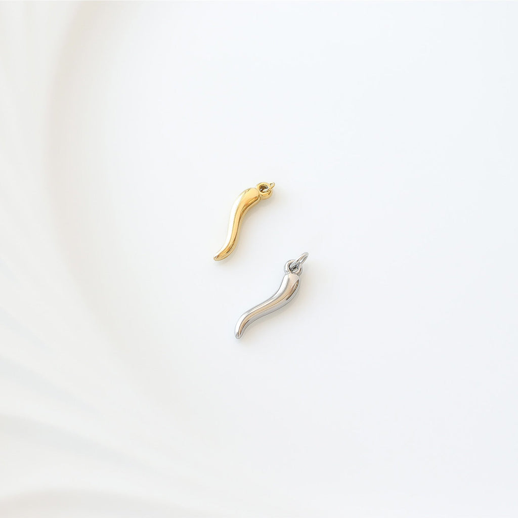 Italian Horn Charm - 18K Gold Jewelry Accent | Stainless Steel Good Luck Pendant