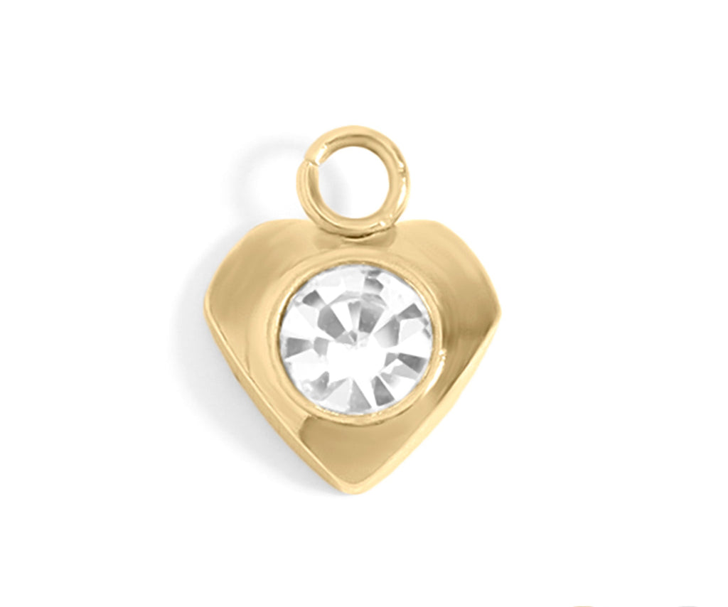 Gold Heart Charm – 18K Gold PVD Coated Stainless Steel Cubic Zirconia Jewelry