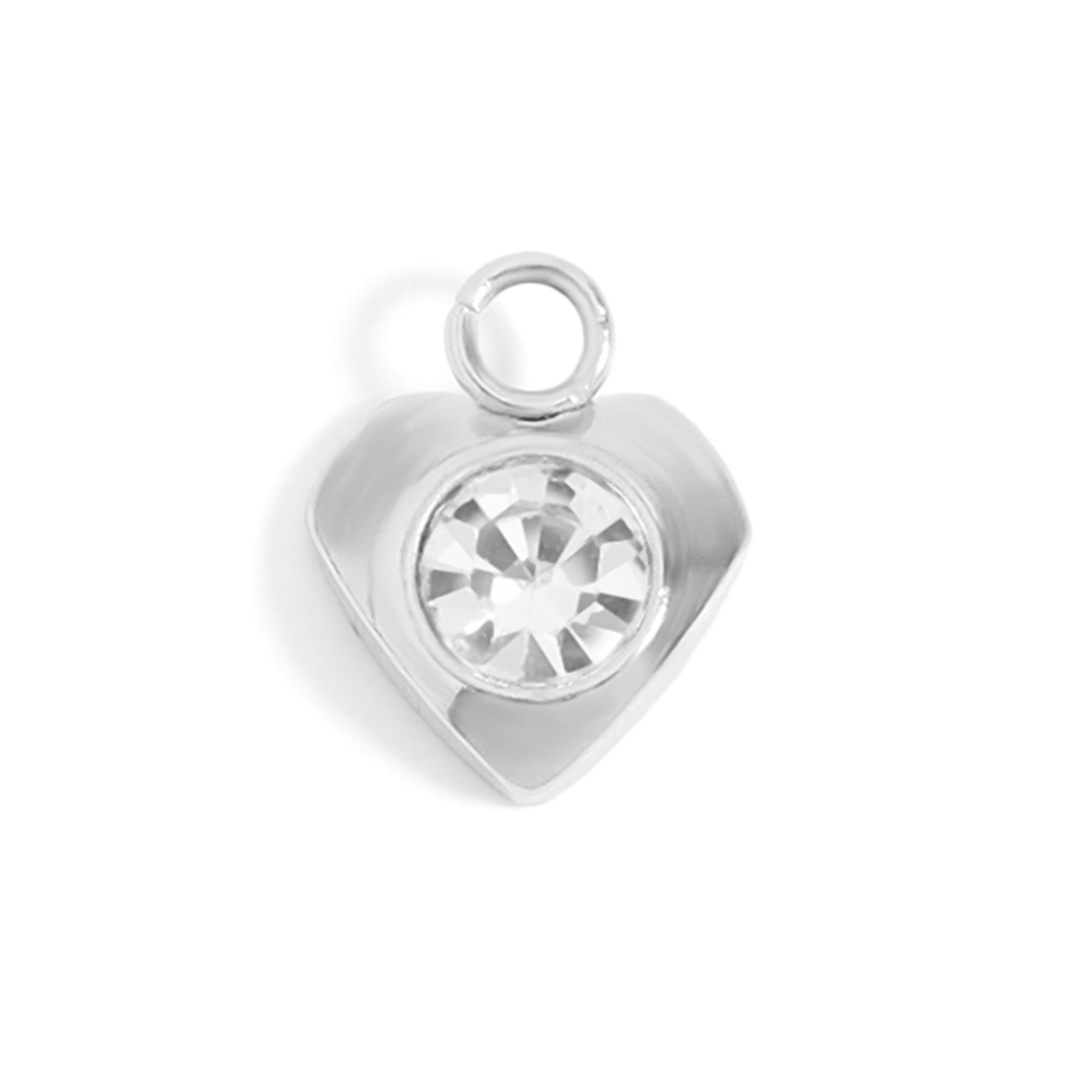Gold Heart Charm – 18K Gold PVD Coated Stainless Steel Cubic Zirconia Jewelry