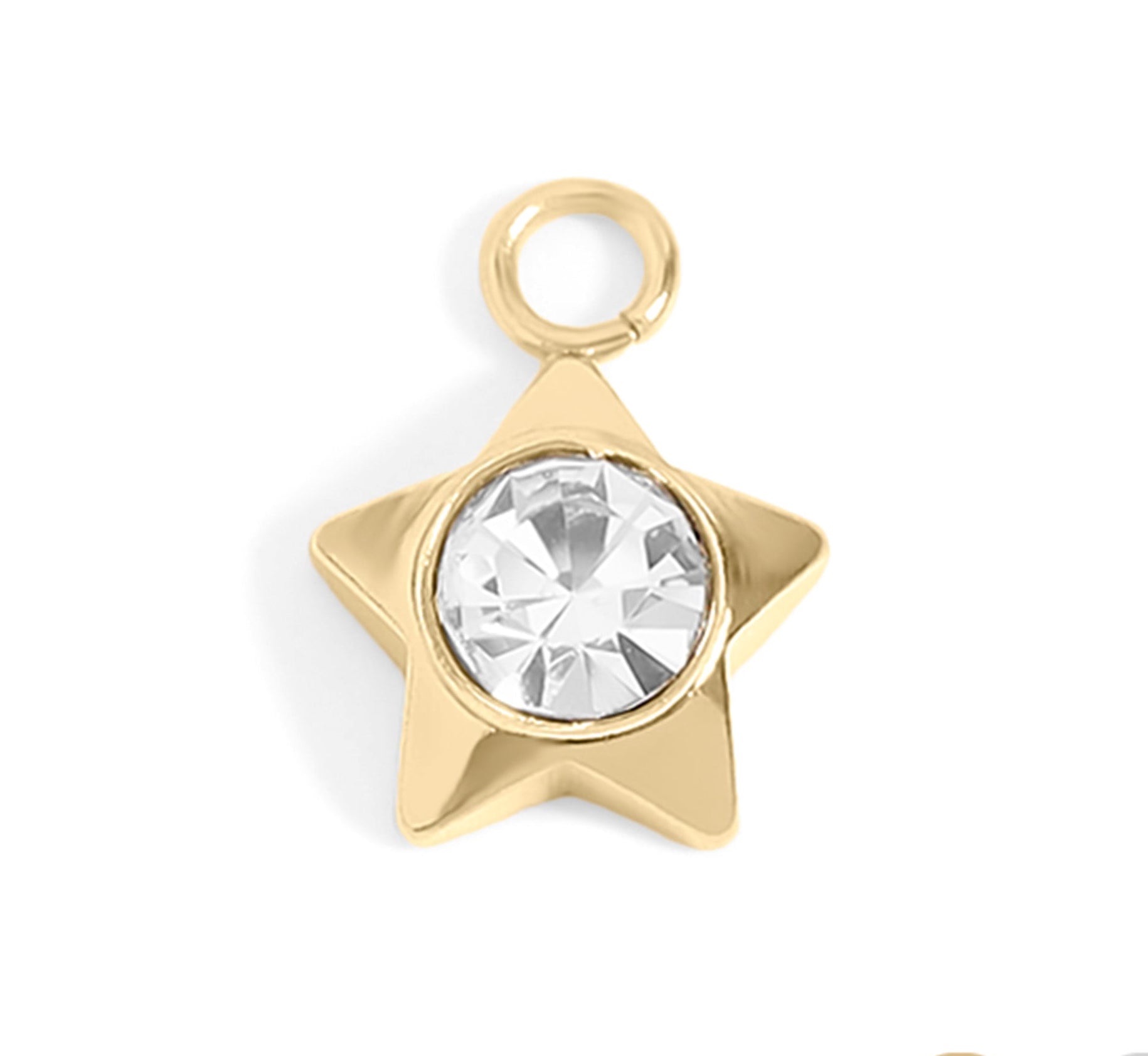 18K Gold Star Charm – Sparkling Cubic Zirconia Pendant | Waterproof Stainless Steel Jewelry
