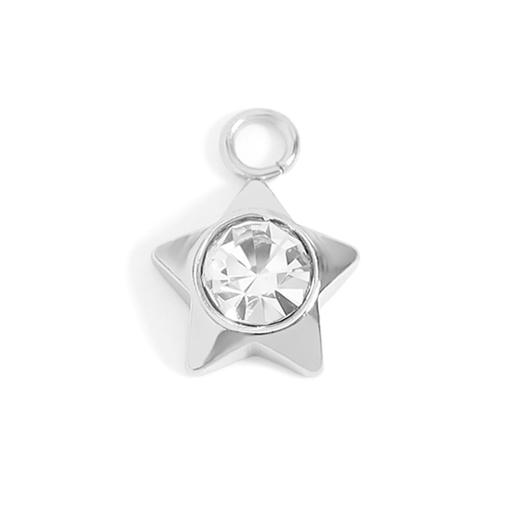 18K Gold Star Charm – Sparkling Cubic Zirconia Pendant | Waterproof Stainless Steel Jewelry