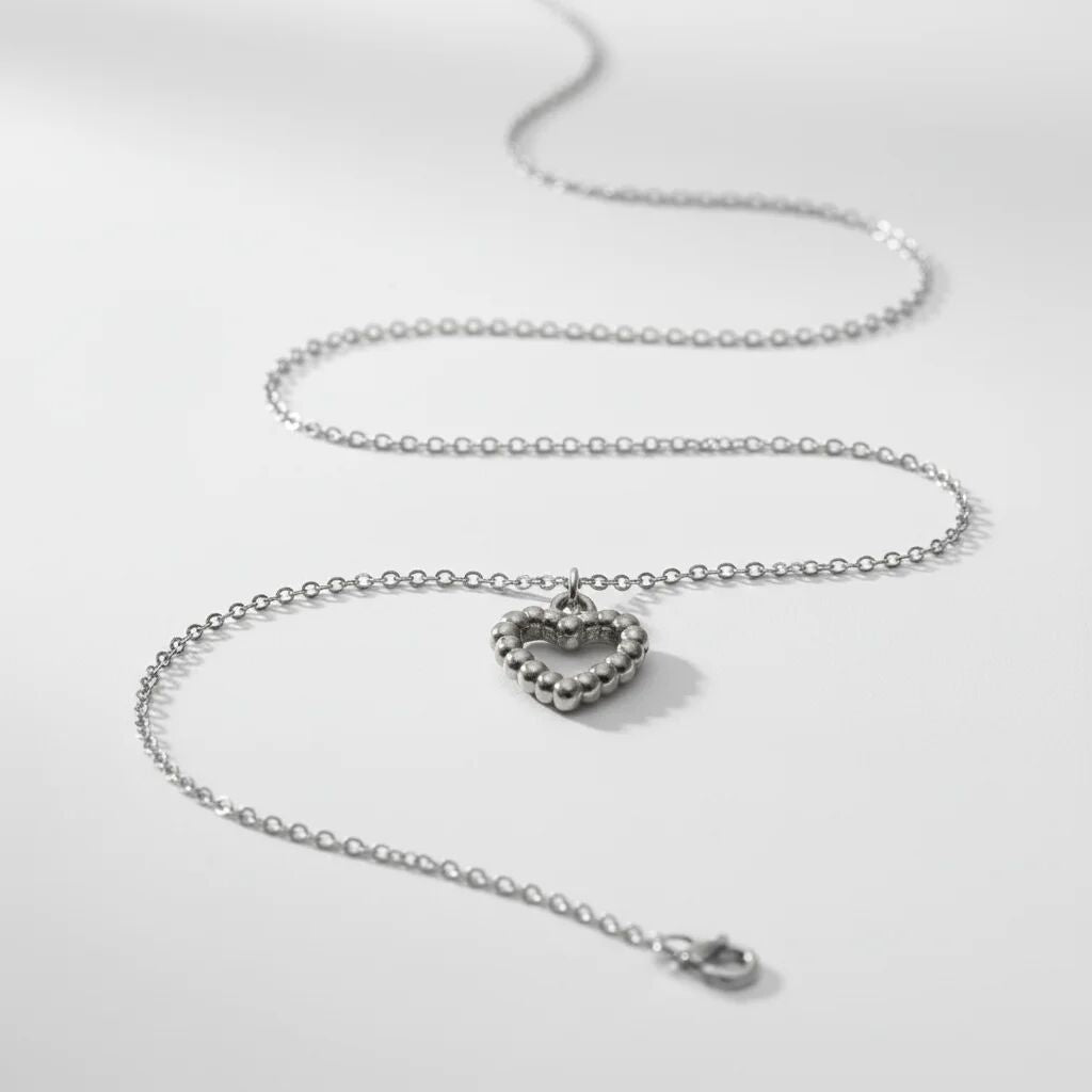 18K Gold Heart Charm – Textured Stainless Steel Pendant for Bracelets & Necklaces