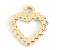 18K Gold Heart Charm – Textured Stainless Steel Pendant for Bracelets & Necklaces