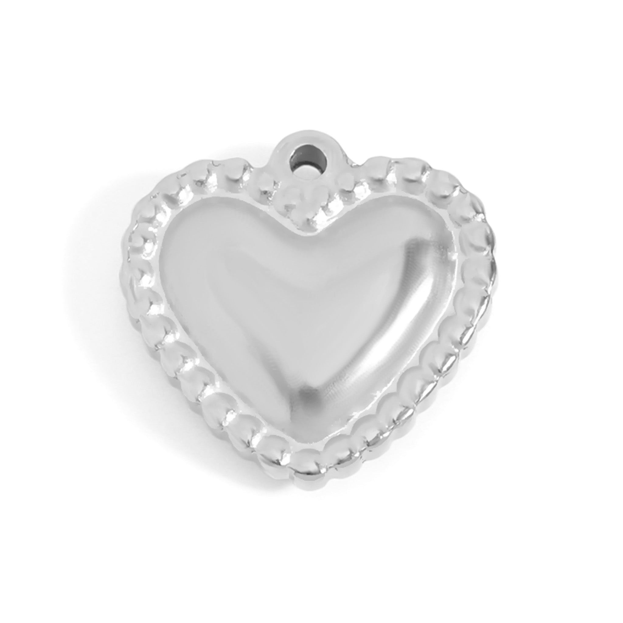 Gold Heart Charm – Beaded Trim Stainless Steel Jewelry Accent Piece for Everyday Wear
