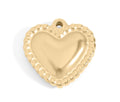 Gold Heart Charm – Beaded Trim Stainless Steel Jewelry Accent Piece for Everyday Wear
