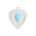 Sunburst Heart Charm – 18K Gold Stainless Steel Semi Precious Stone Pendant