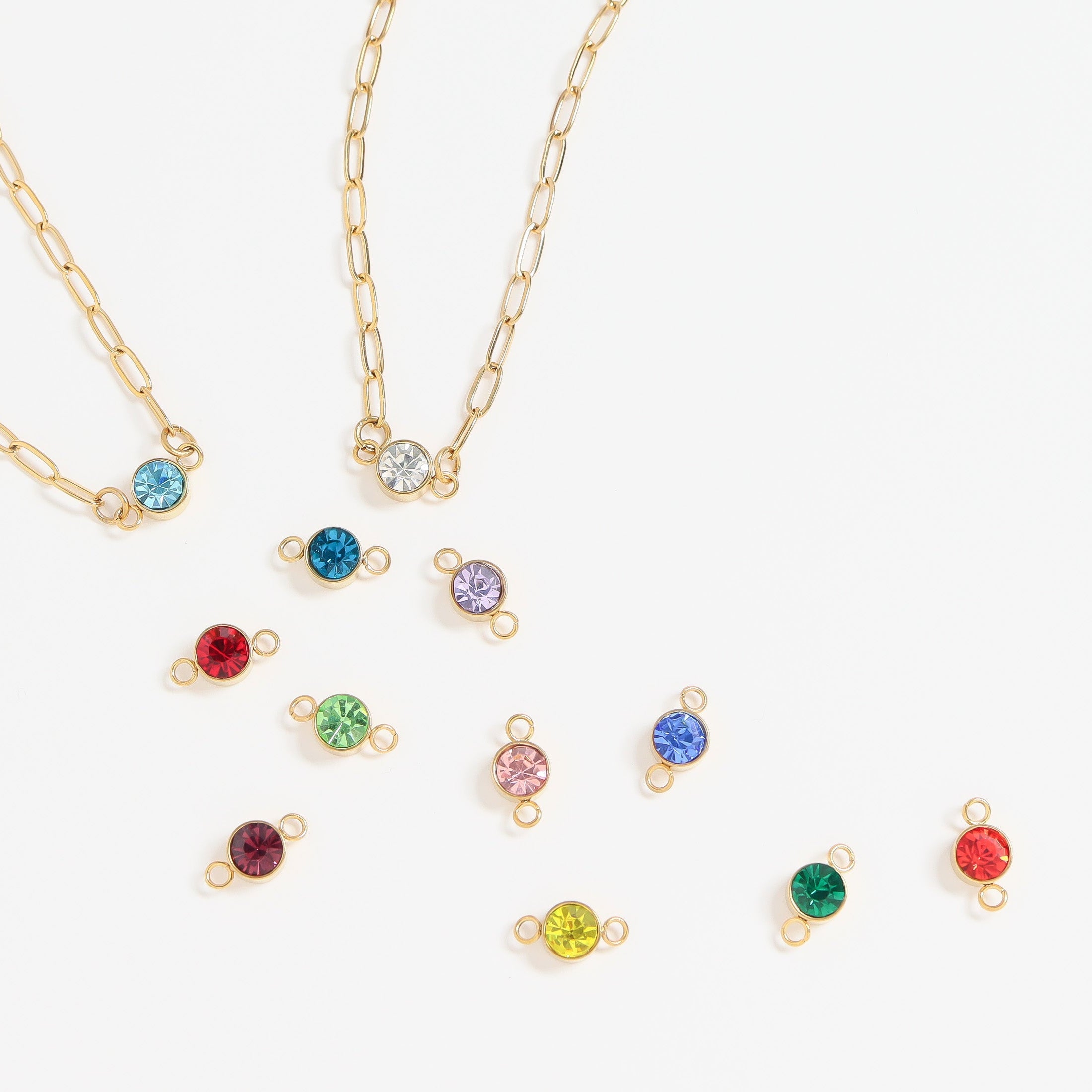 18K Gold PVD Stainless Steel Birthstone Connector Charm