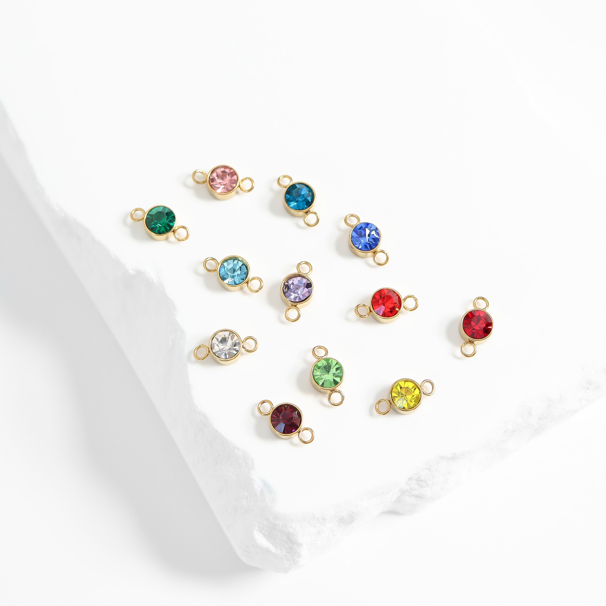 18K Gold PVD Stainless Steel Birthstone Connector Charm