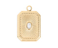 Gold Crystal Charm – Rectangle Sunburst Pendant | 18K Gold Jewelry, PVD Coated