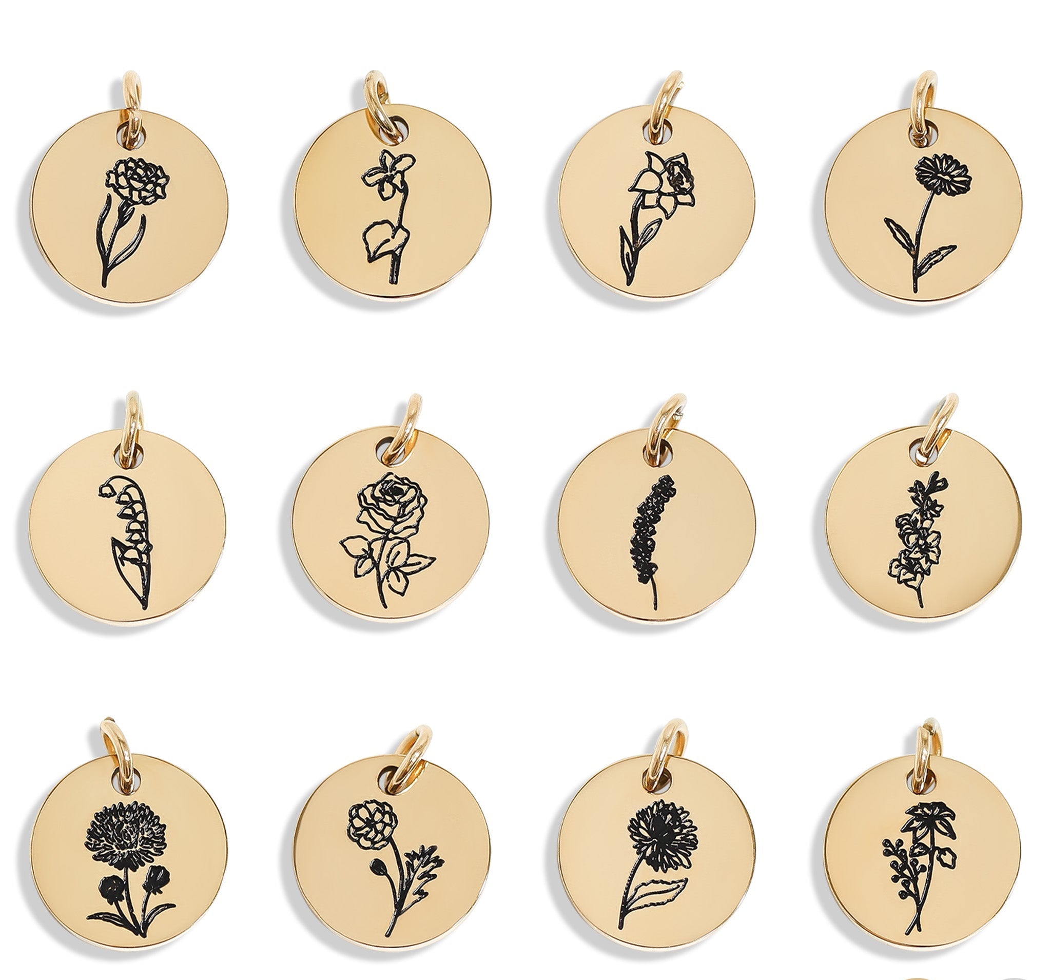 Gold Birth Flower Pendant – 18K PVD Coated Stainless Steel Floral Charm Necklace