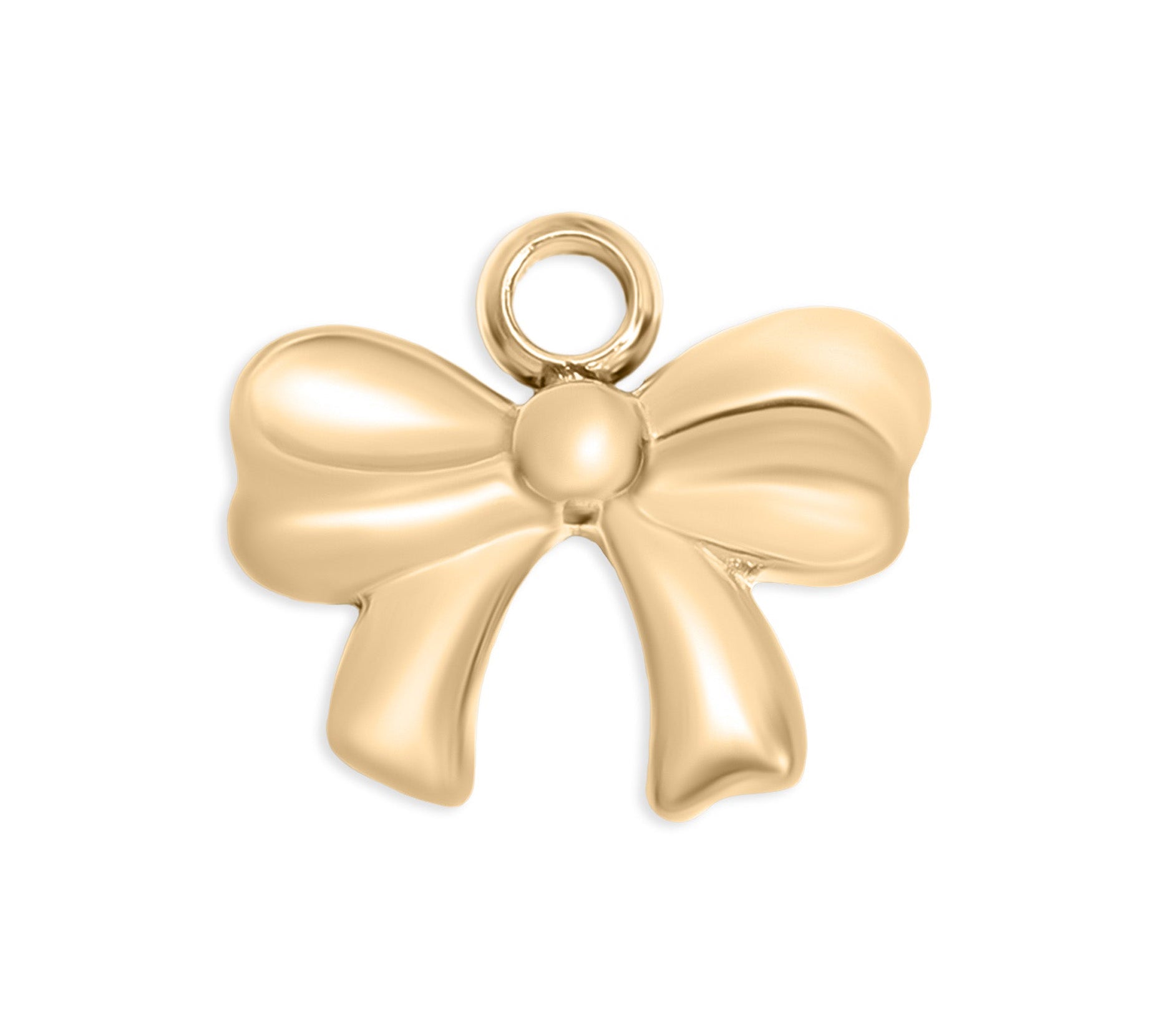 Gold Bow Charm | 18K PVD Coated Stainless Steel Ribbon Bow Pendant – Hypoallergenic Jewelry