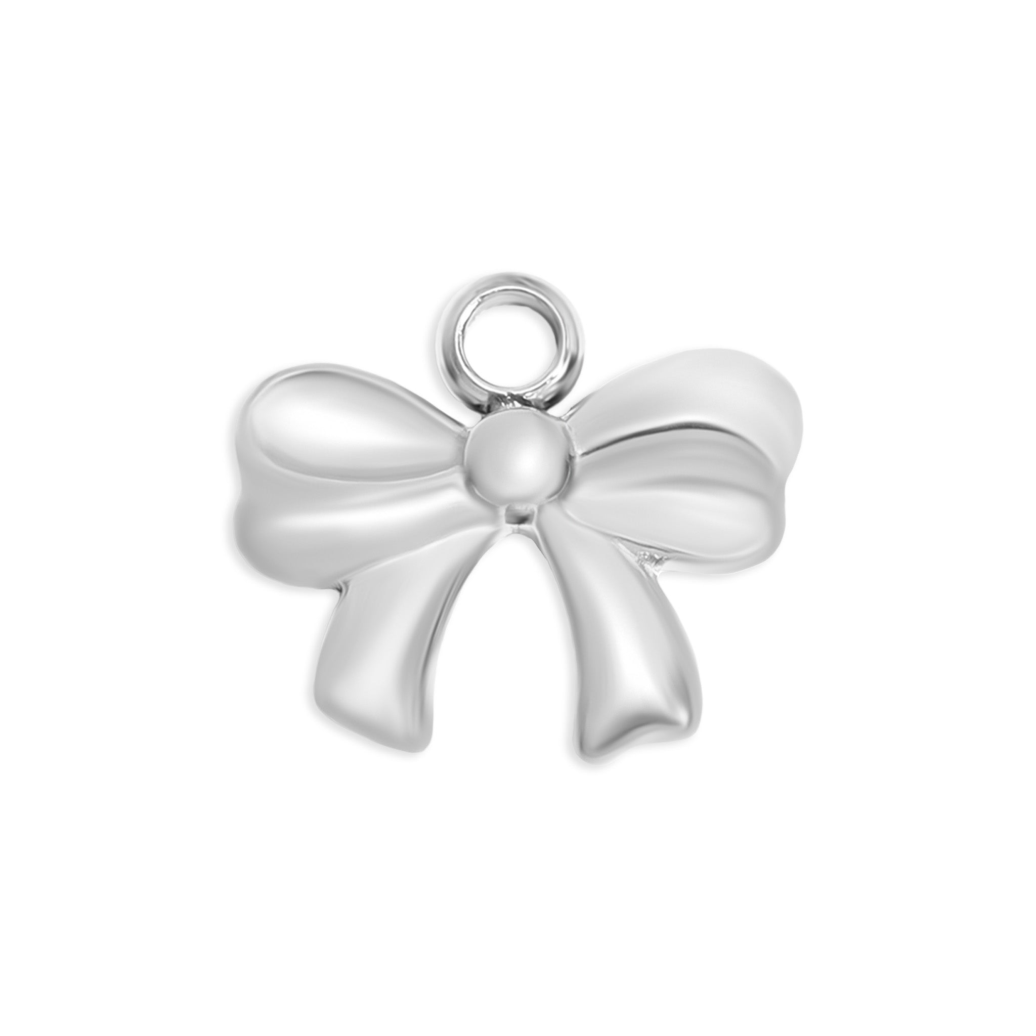 Gold Bow Charm | 18K PVD Coated Stainless Steel Ribbon Bow Pendant – Hypoallergenic Jewelry