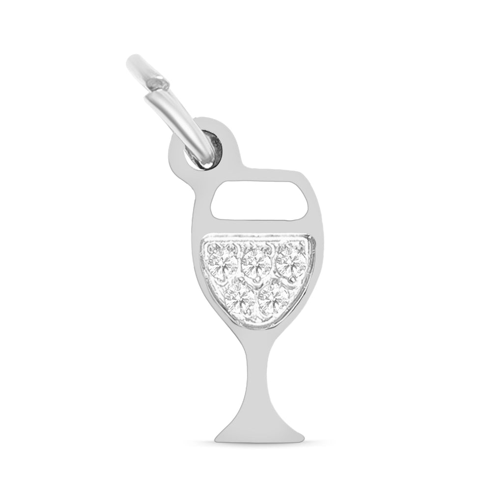 18K Gold Wine Charm – Stainless Steel CZ Pendant | PVD Coated Jewelry Accessory