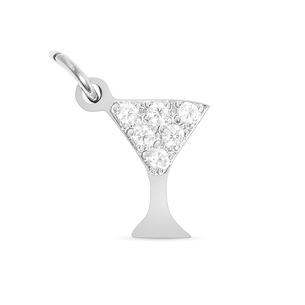 Martini Glass Charm – 18K Gold Pendant With CZ | Hypoallergenic Jewelry Accessory