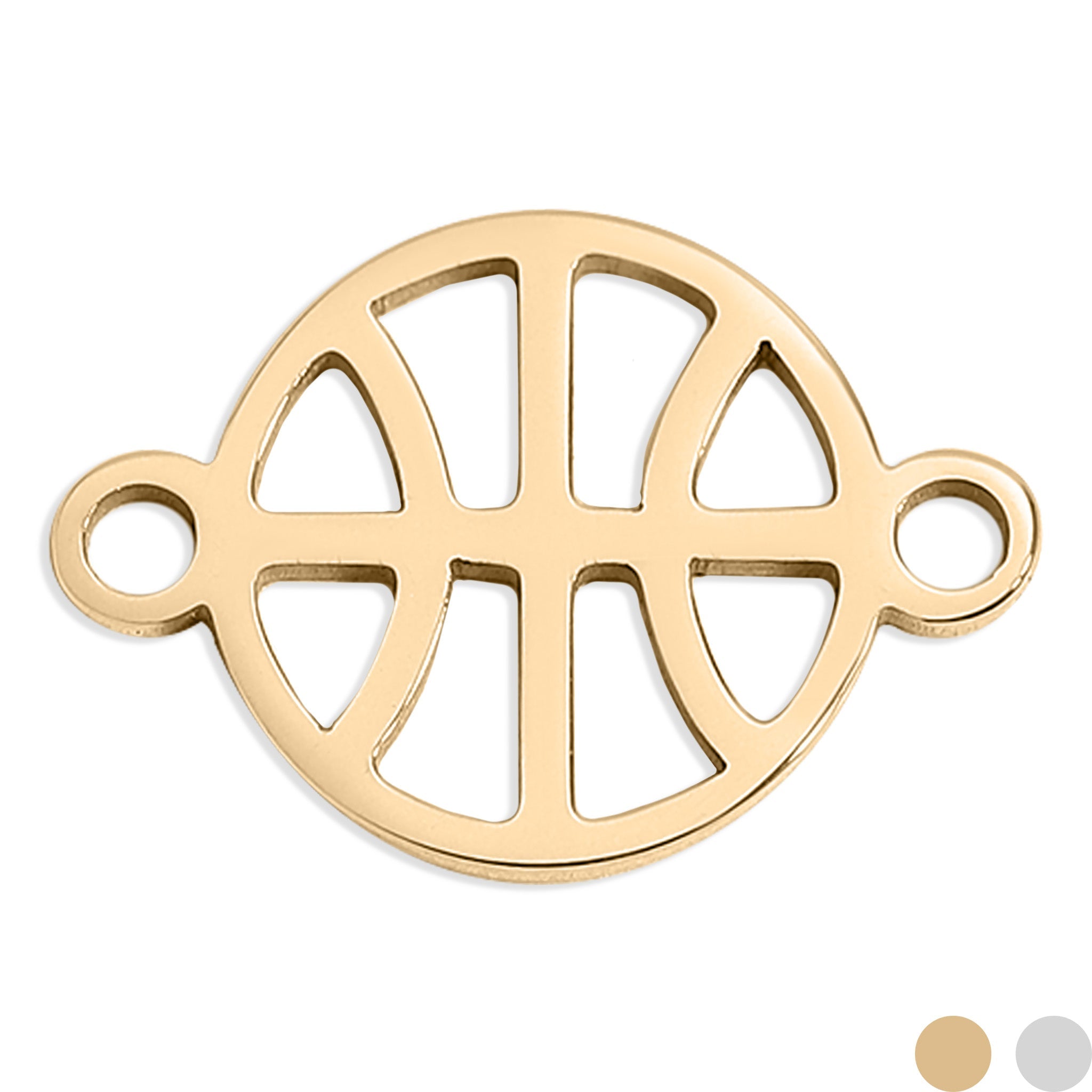 18K Gold Basketball Charm – Stainless Steel Connector | Hypoallergenic Jewelry
