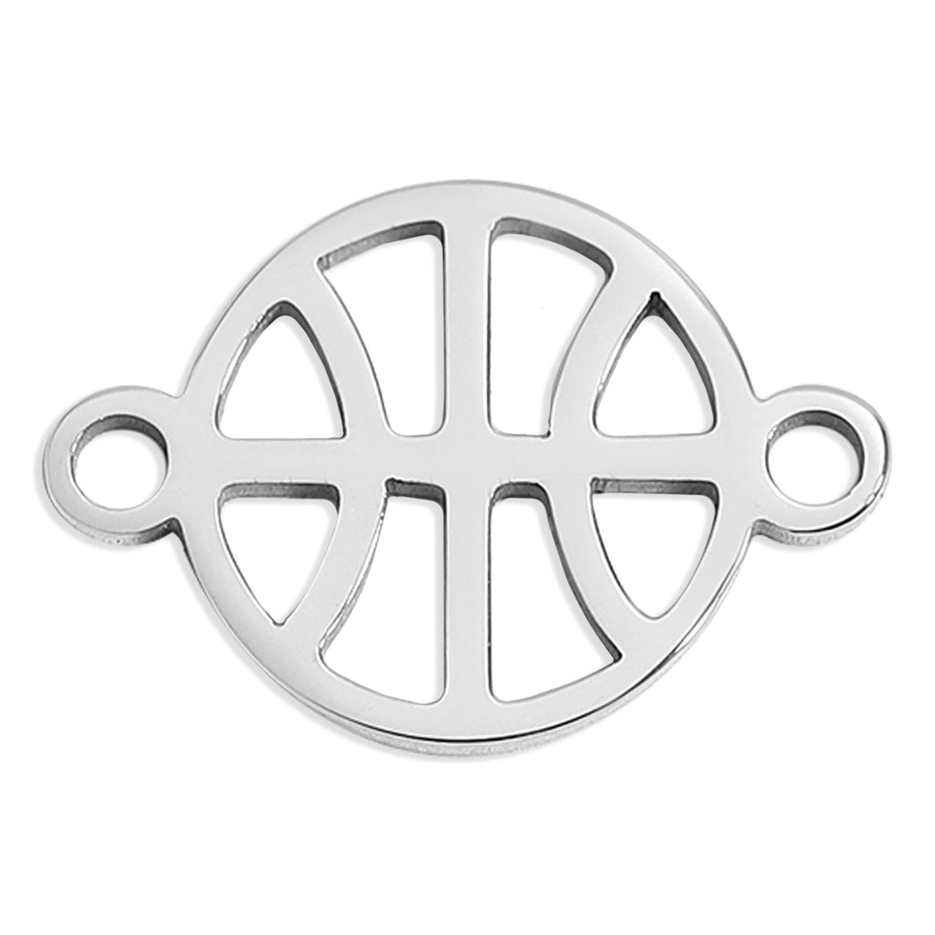 18K Gold Basketball Charm – Stainless Steel Connector | Hypoallergenic Jewelry