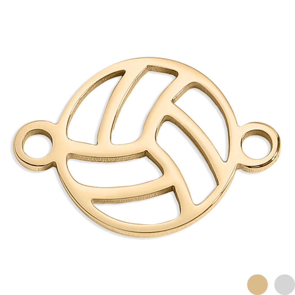Volleyball Connector Charm - 18K Gold Stainless Steel Sports Jewelry Pendant
