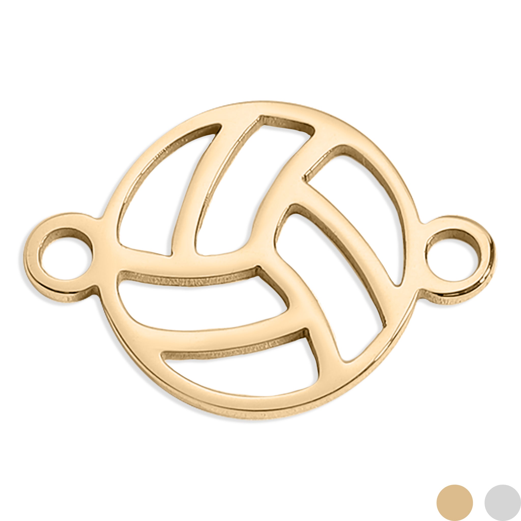Volleyball Connector Charm - 18K Gold Stainless Steel Sports Jewelry Pendant
