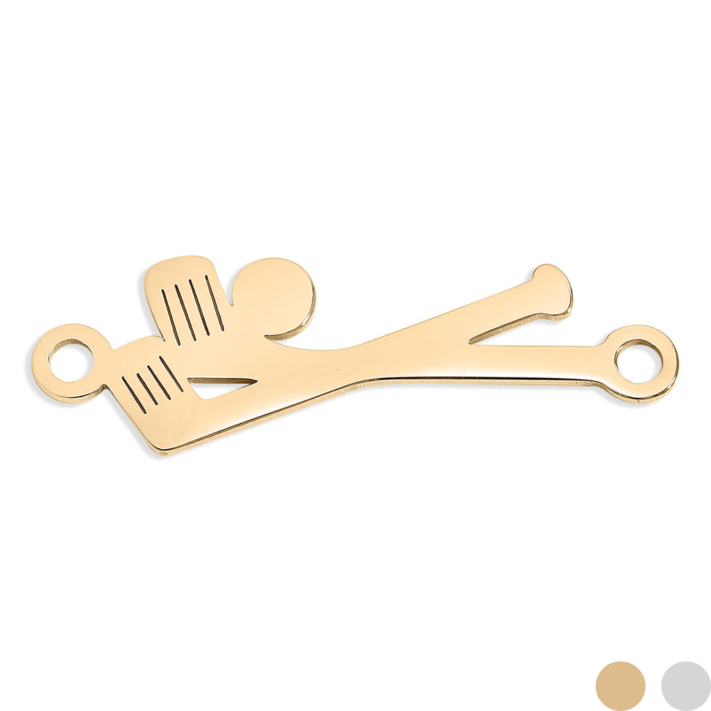 Golf Club Connector Charm – 18K Gold PVD Stainless Steel Elegant Sports Pendant