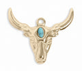 Longhorn Charm 18K Gold Pendant – Hypoallergenic Stainless Steel Turquoise Jewelry