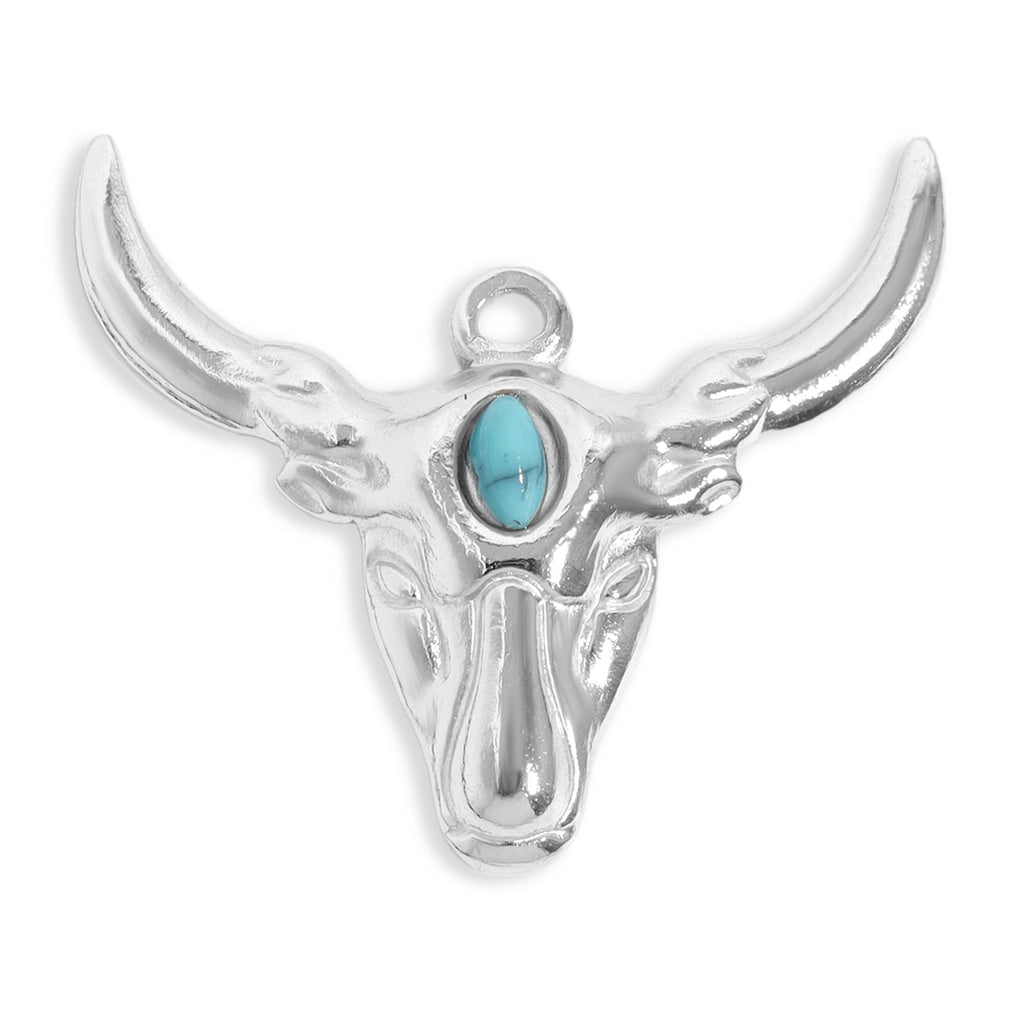 Longhorn Charm 18K Gold Pendant – Hypoallergenic Stainless Steel Turquoise Jewelry