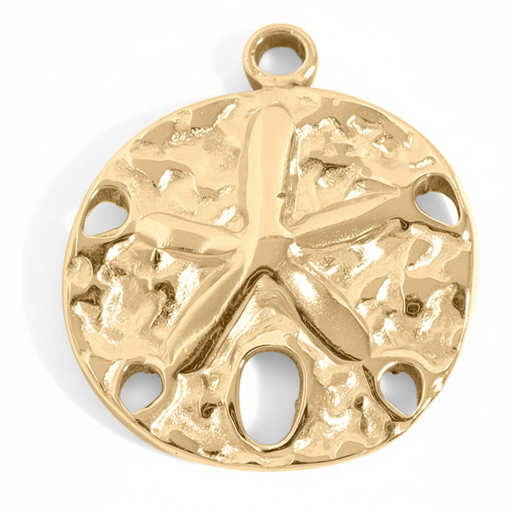 Sand Dollar Charm – 18K Gold Pendant | Waterproof Stainless Steel Beach Jewelry