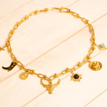 18K Gold PVD Stainless Steel Cowboy Hat Charm