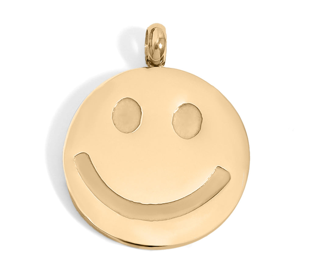 Gold Smiley Face Charm – 18K PVD Gold Plated Stainless Steel Pendant | Hypoallergenic Jewelry