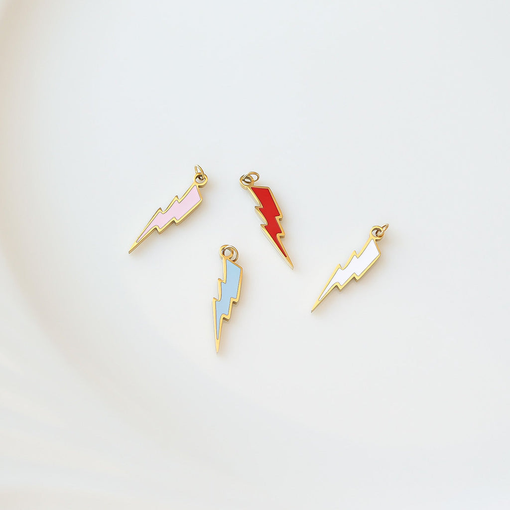 Lightning Bolt Charm – 18K Gold Plated Stainless Steel Pendant Jewelry Piece