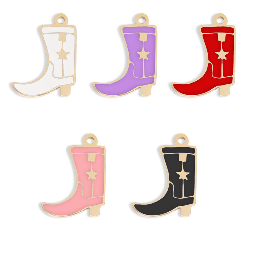 Cowboy Boot Charm – 18K Gold PVD Stainless Steel Western Jewelry Accent