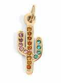 Gold Cactus Charm – 18K Gold Pendant With CZ Stone & Stainless Steel Accent