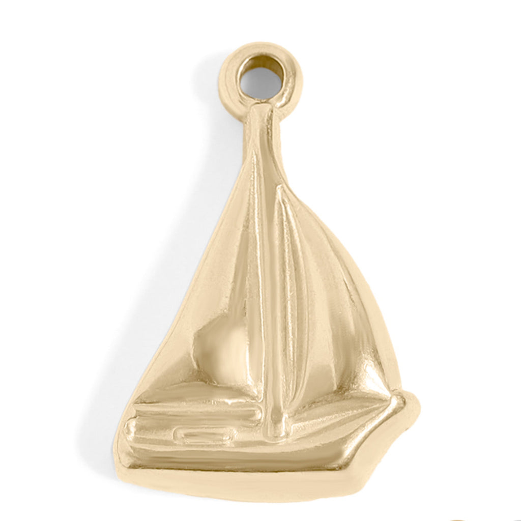 18k Gold Sailboat Charm – Durable 316L Surgical Steel Nautical Pendant