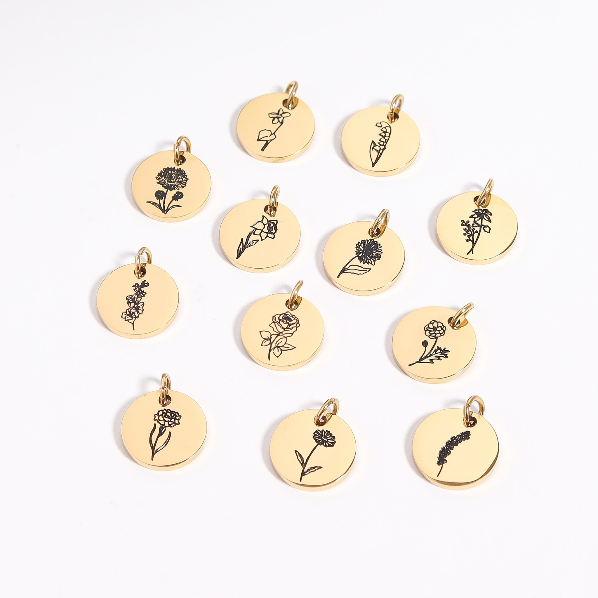 Gold Birth Flower Pendant – 18K PVD Coated Stainless Steel Floral Charm Necklace