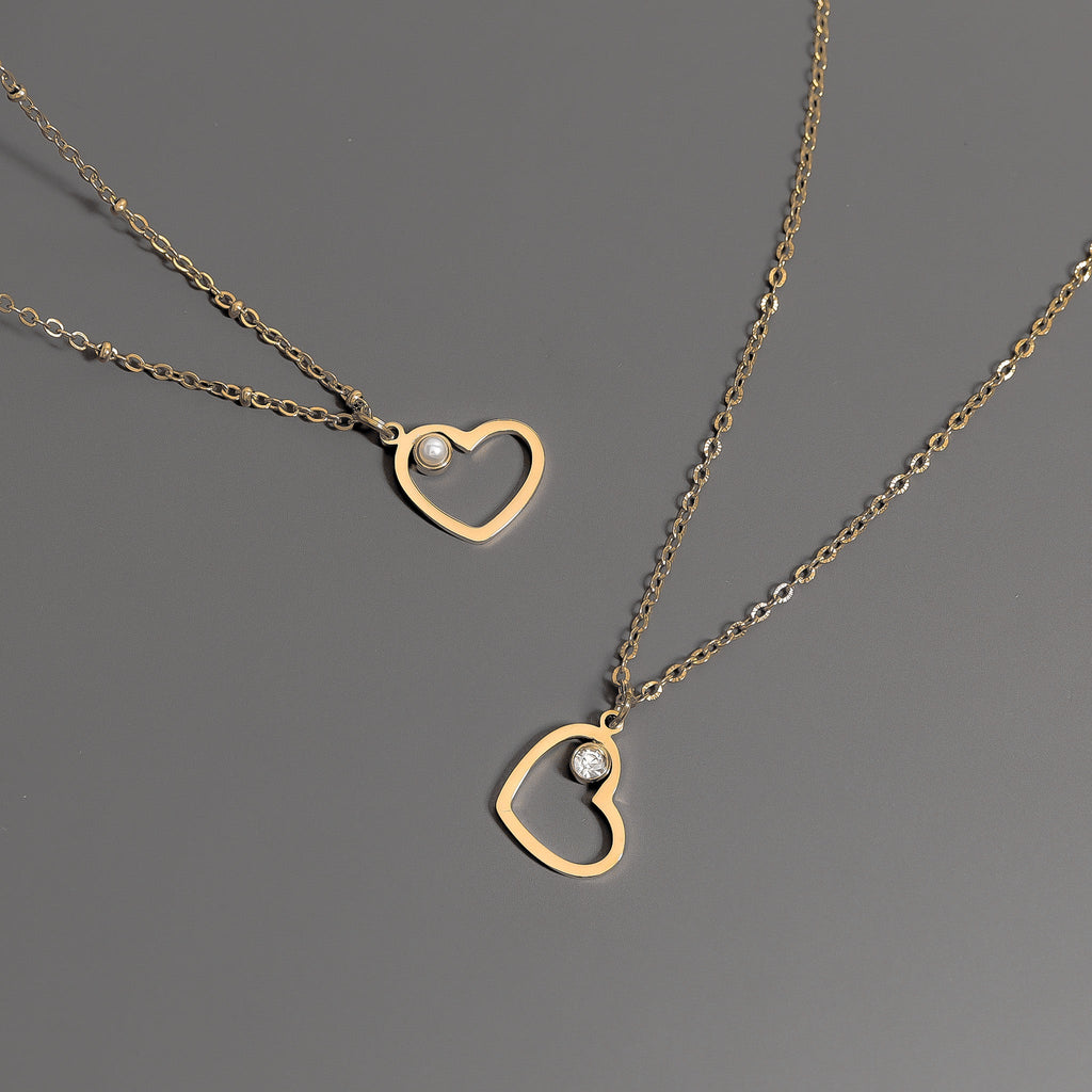 18K Gold Heart Charm Set – Hypoallergenic Stainless Steel Jewelry For Sensitive Skin