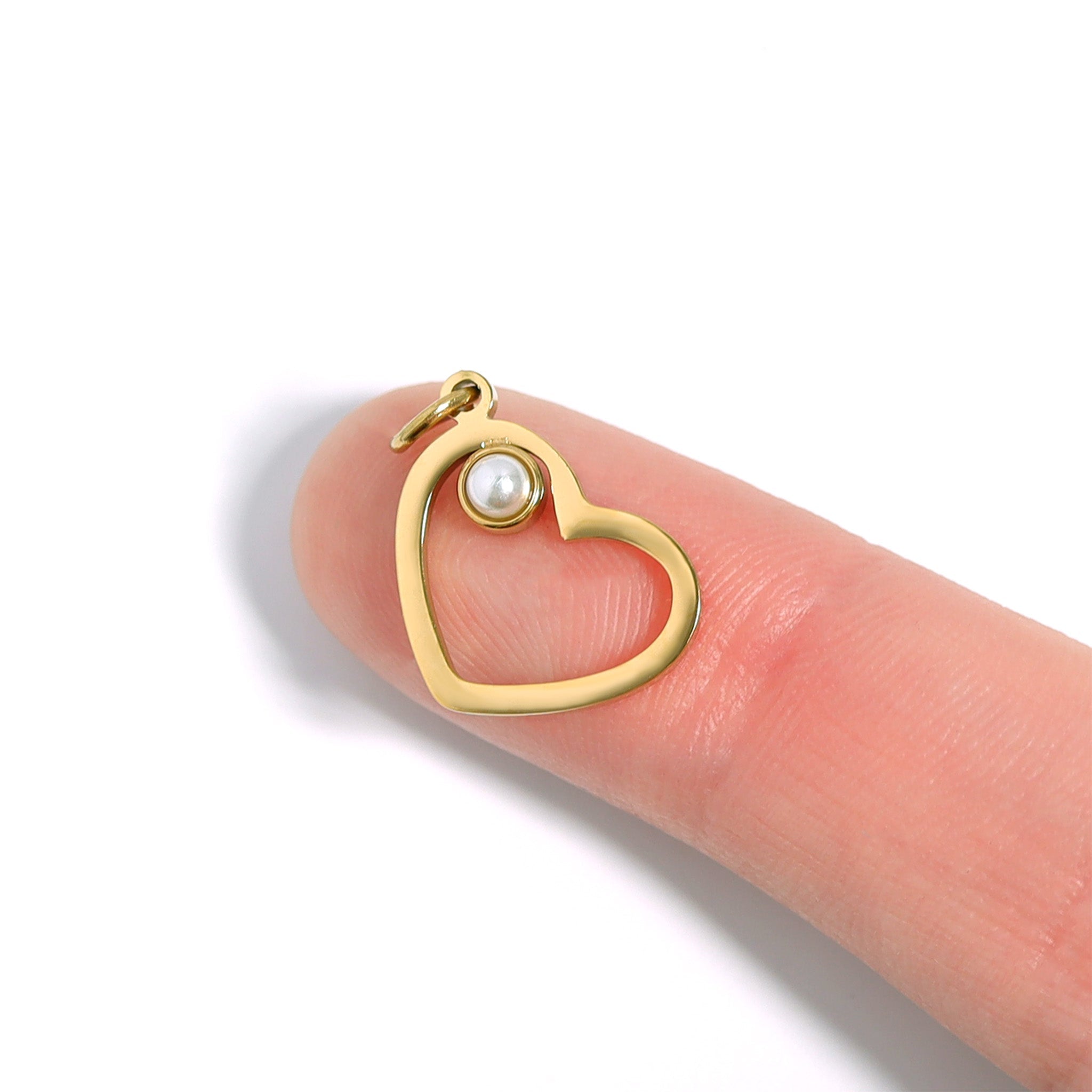 Birthstone Heart Charm – 18K Gold Plated Stainless Steel Cubic Zirconia Accent