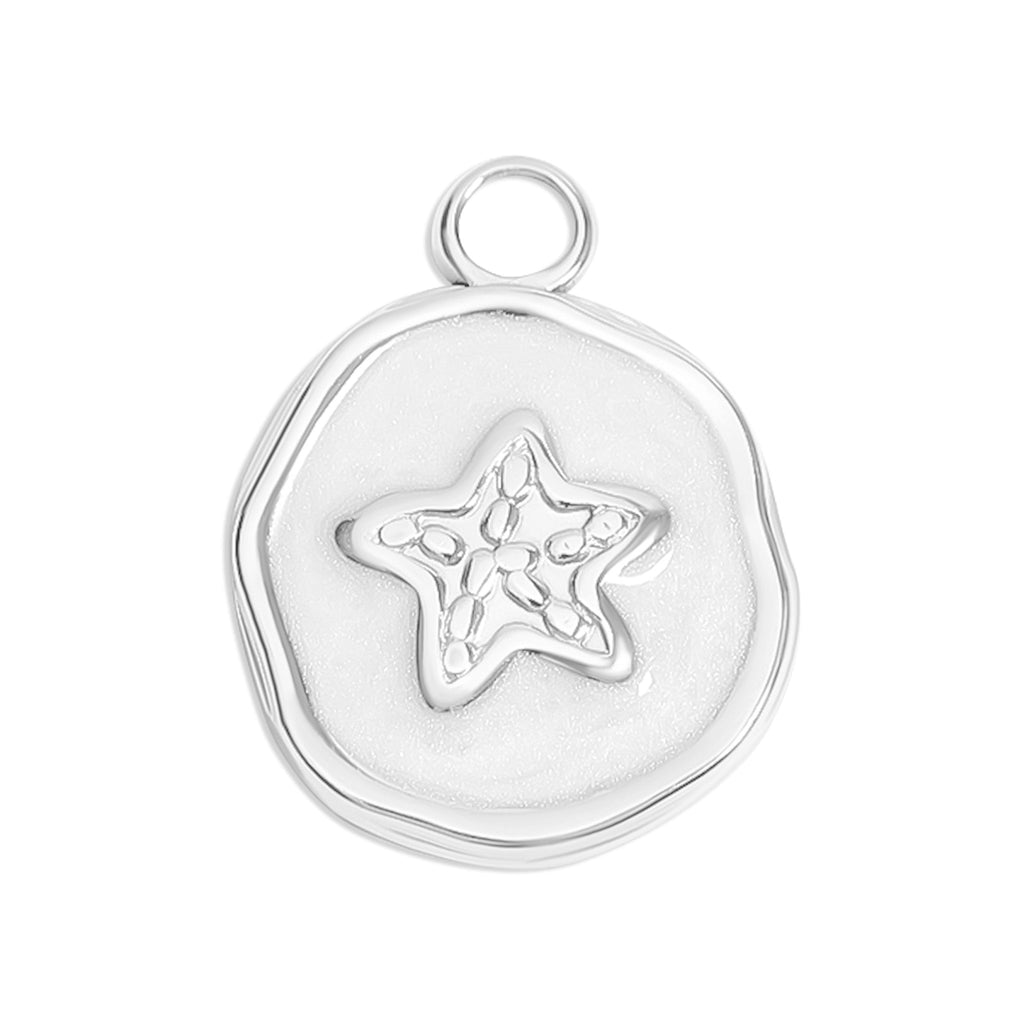 Starfish Charm – Gold Plated Pendant with White Epoxy | Nautical Jewelry Accessory
