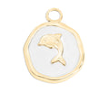 18K Gold Dolphin Charm – Waterproof White Epoxy Nautical Jewelry Pendant