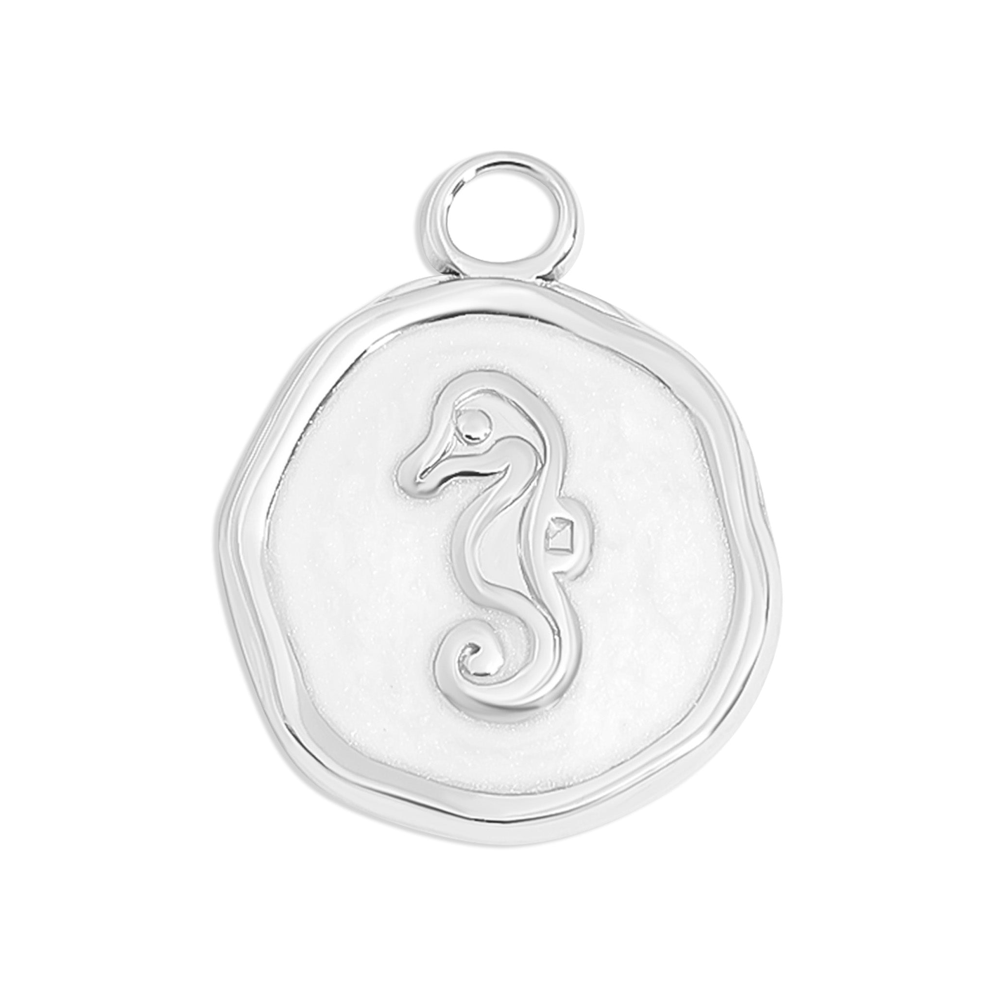 Seahorse Epoxy Charm – 18K Gold Plated Nautical Jewelry Pendant, Waterproof Design
